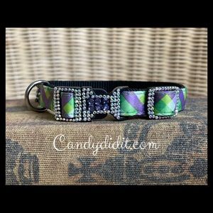 NWT Super Sparkly Candy Did It! I Love My Dog Plaid Bling Collar Size Small